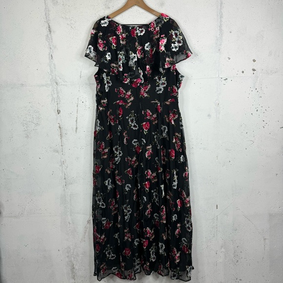 Mod Cloth Anna Sui Chic Ruffle Sleeve Floral Maxi Dress Size 24 - Picture 8 of 13